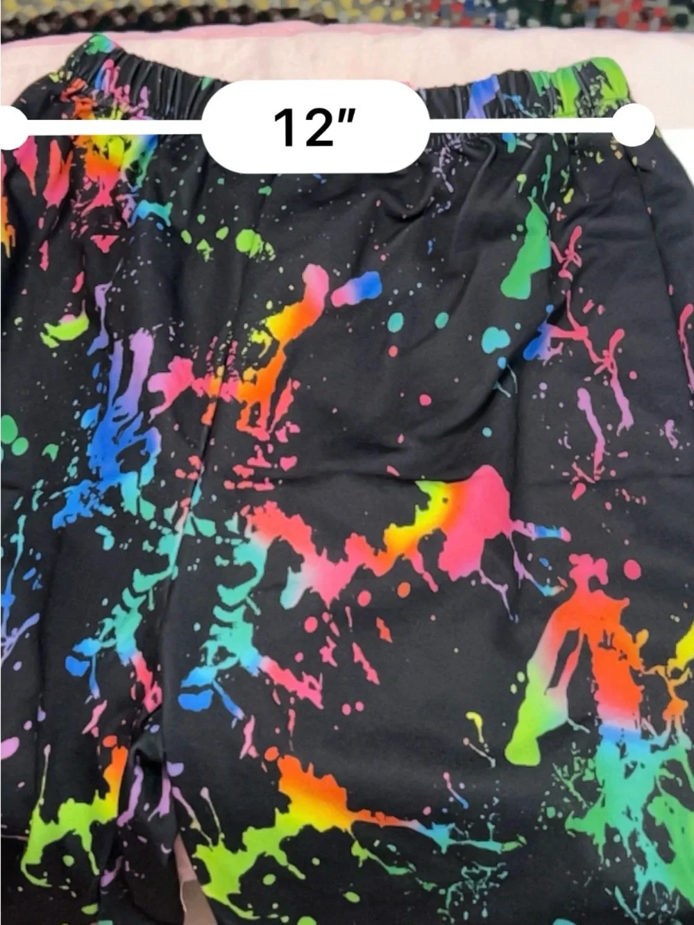 Black Graphic Teddy Bear Tee with Neon Rainbow Print with socks